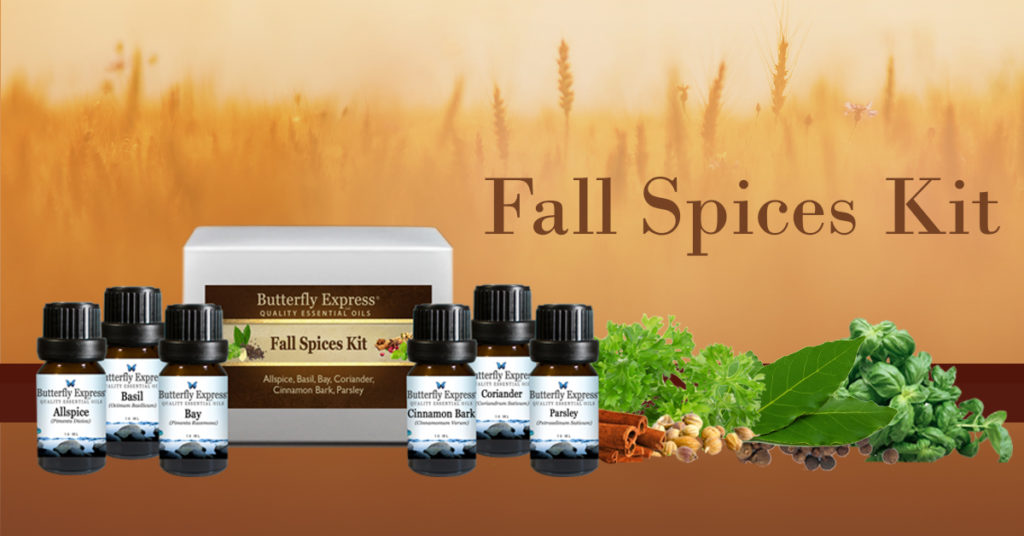 This is the Fall Spice Kit from Butterfly Express! These spices have so many wonderful benefits you don't want to miss! November Special | Essential Oils | Butterfly Express | Allspice | Basil | Bay | Cinnamon Bark | Coriander | Parsley